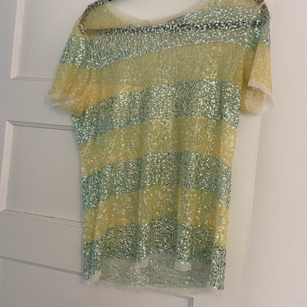 DKNY sheer sequin top